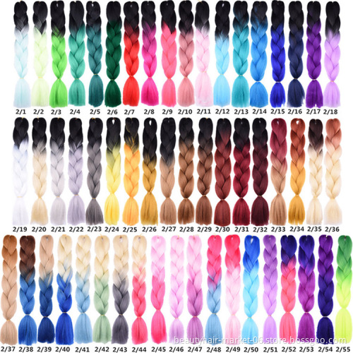 Wholesale Synthetic Prestretched Braiding Hair Crochet Extensions Yaki Ombre Color Jumbo Expression Braiding Hair